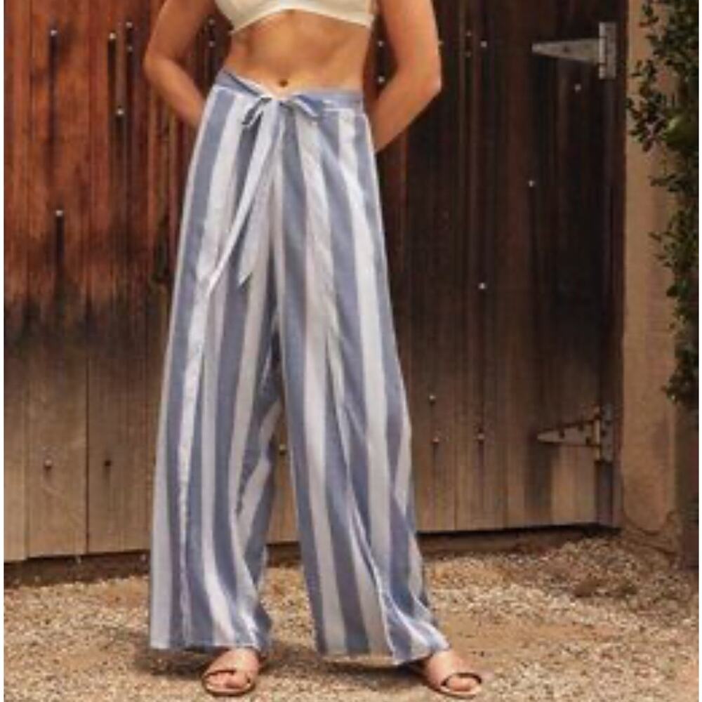 Summersalt Palazzo Pants Breezy Stripe Wrap Legs - Picture 6 of 6